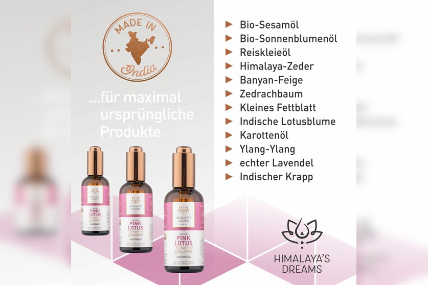 Ayurveda Körper- und Gesichtsöl Pink Lotus - Happiness