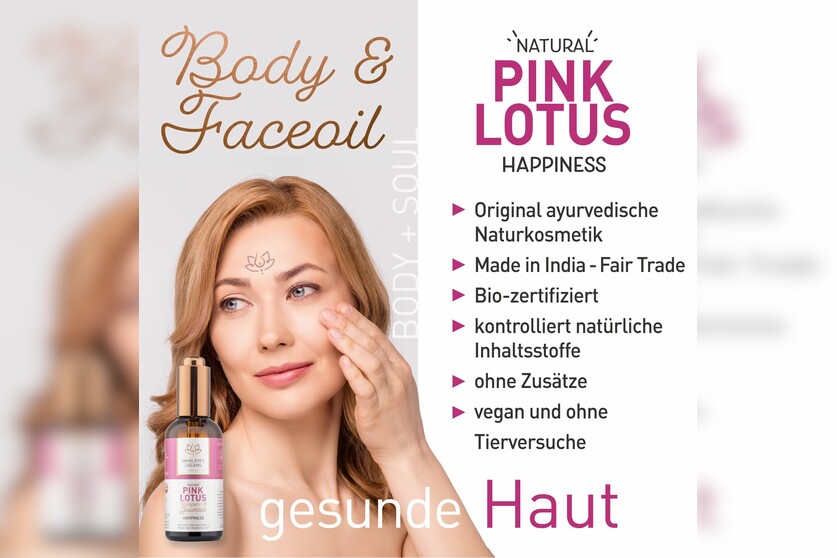Ayurveda Körper- und Gesichtsöl Pink Lotus - Happiness