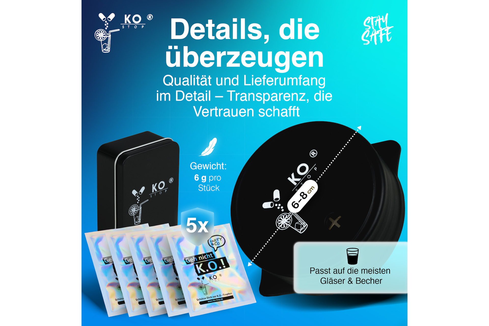 Getränkeschutzabdeckung mehrweg 5er Pack