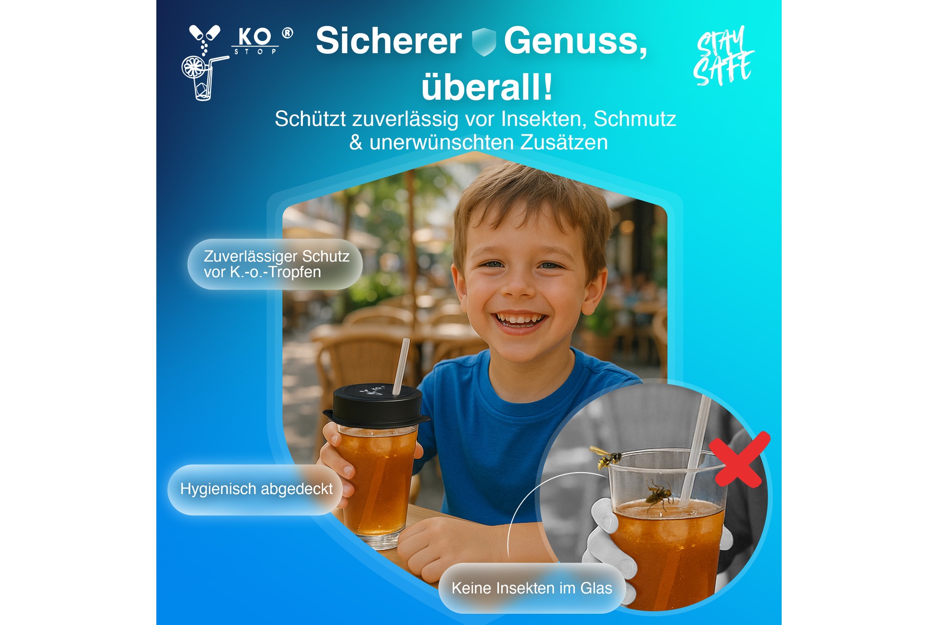 Getränkeschutzabdeckung mehrweg 5er Pack