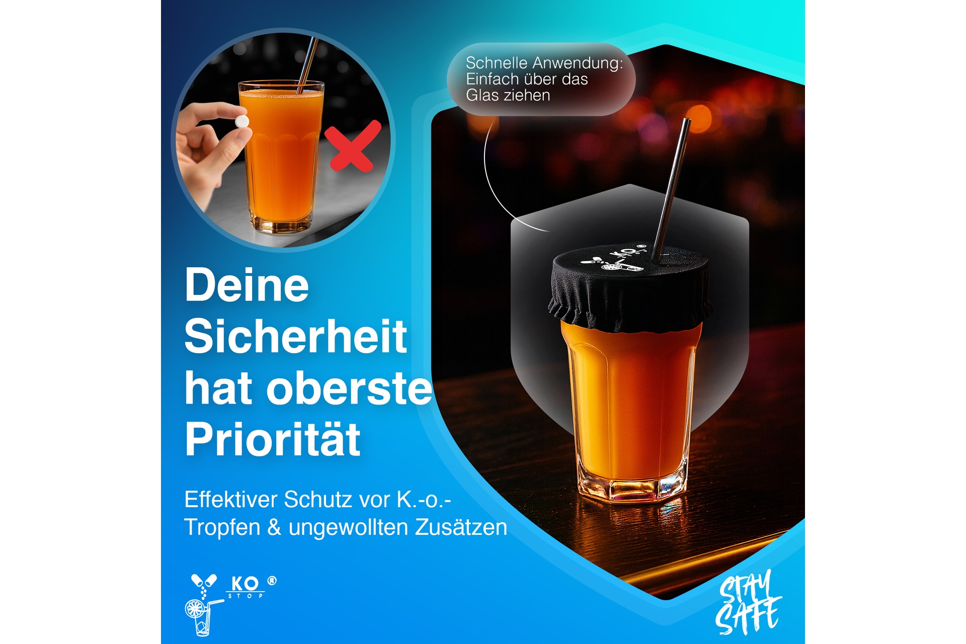 Getränkeschutz Haarband 4 in 1