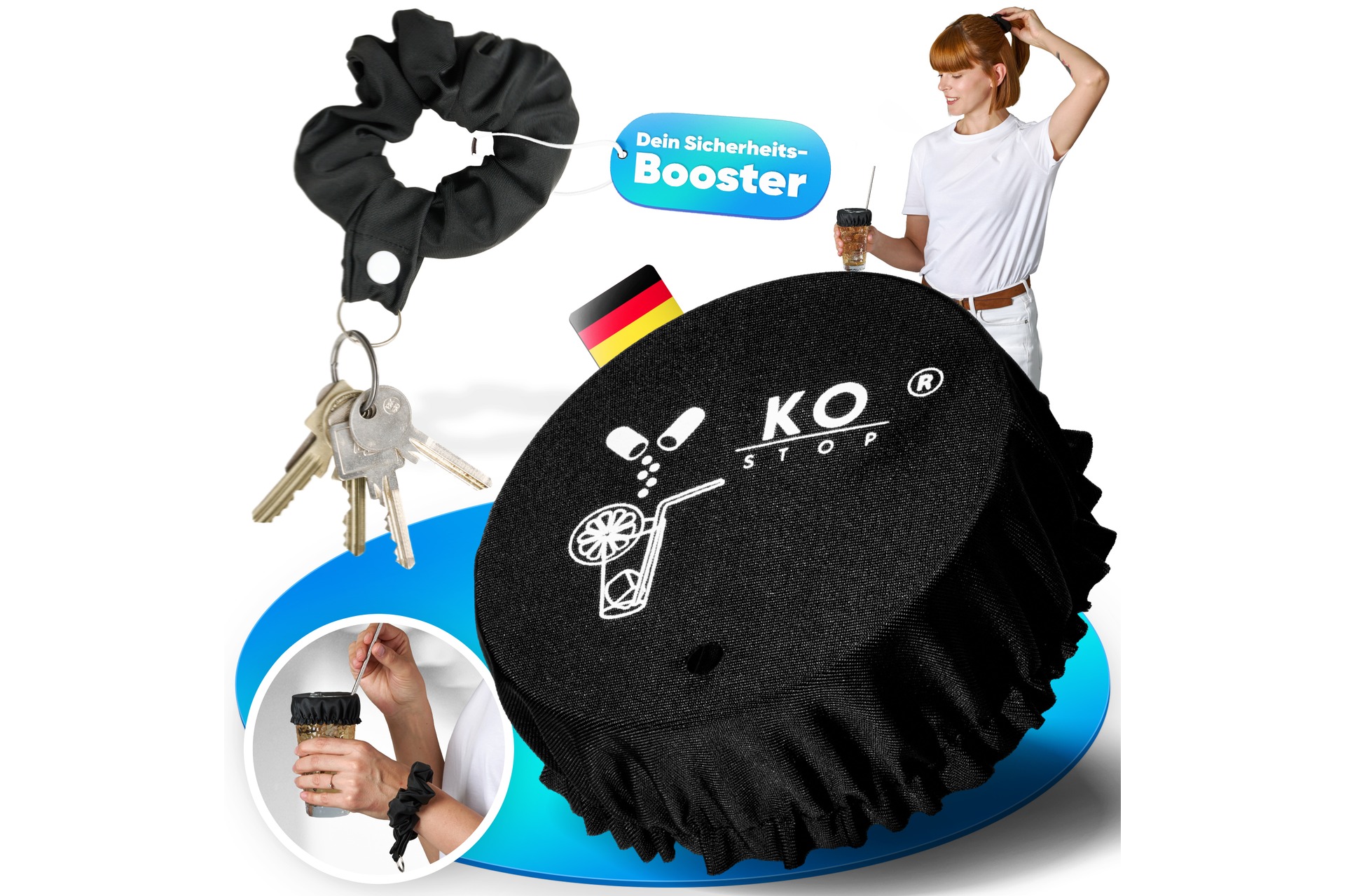 Getränkeschutz Haarband 4 in 1