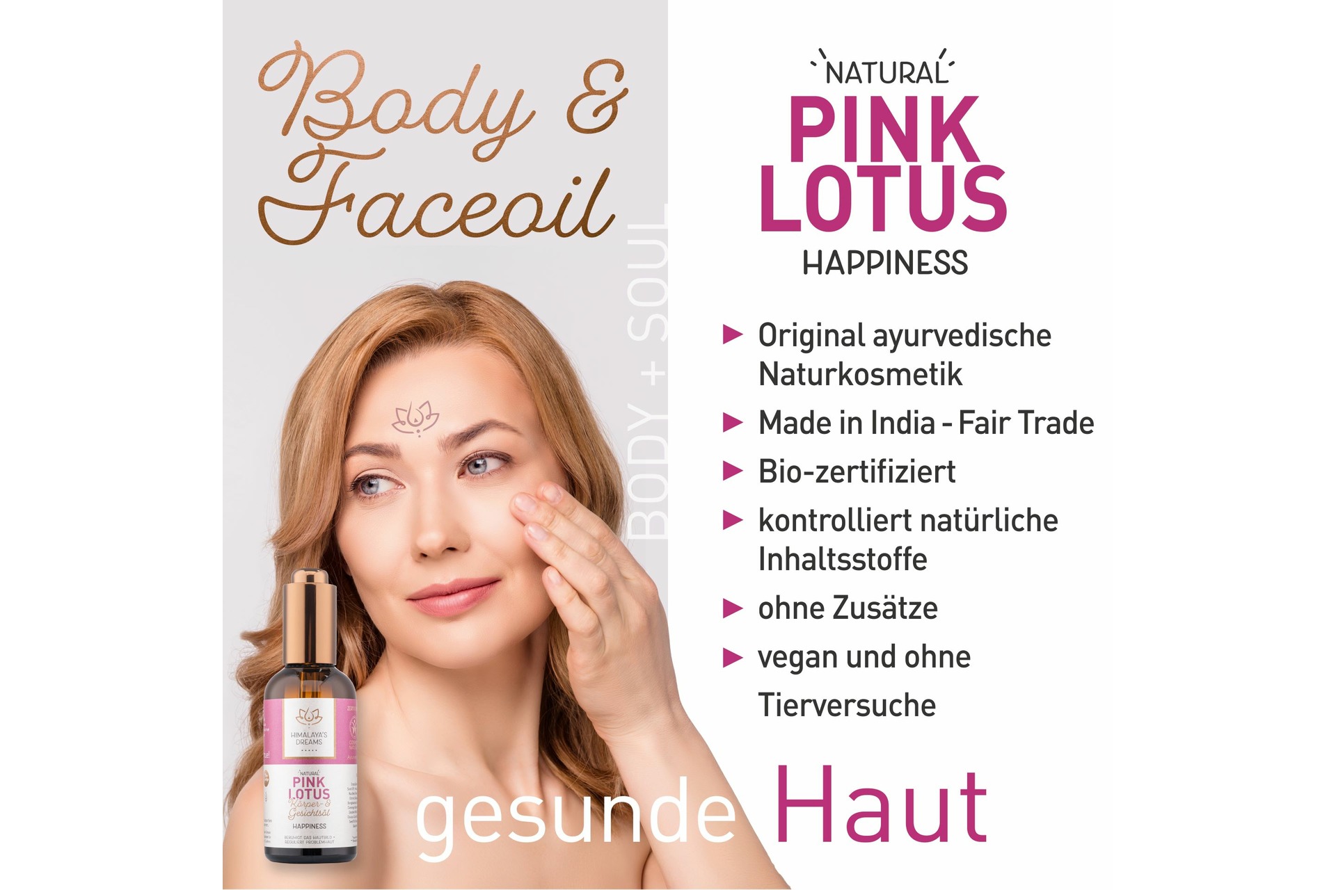 Ayurveda Körper- und Gesichtsöl Pink Lotus - Happiness