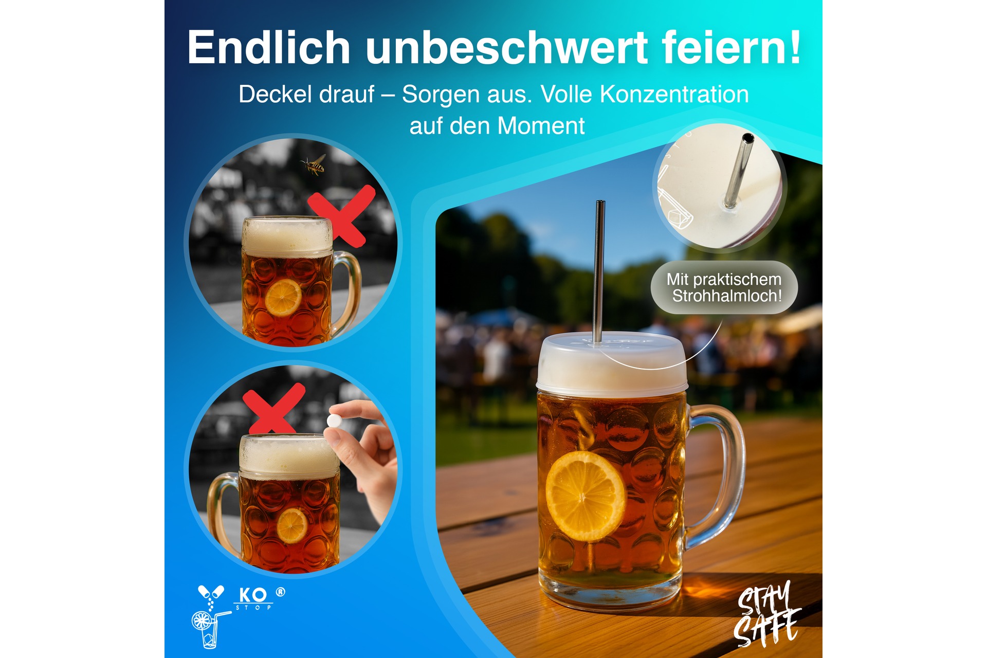 Getränkeschutzabdeckung mehrweg 5er Pack