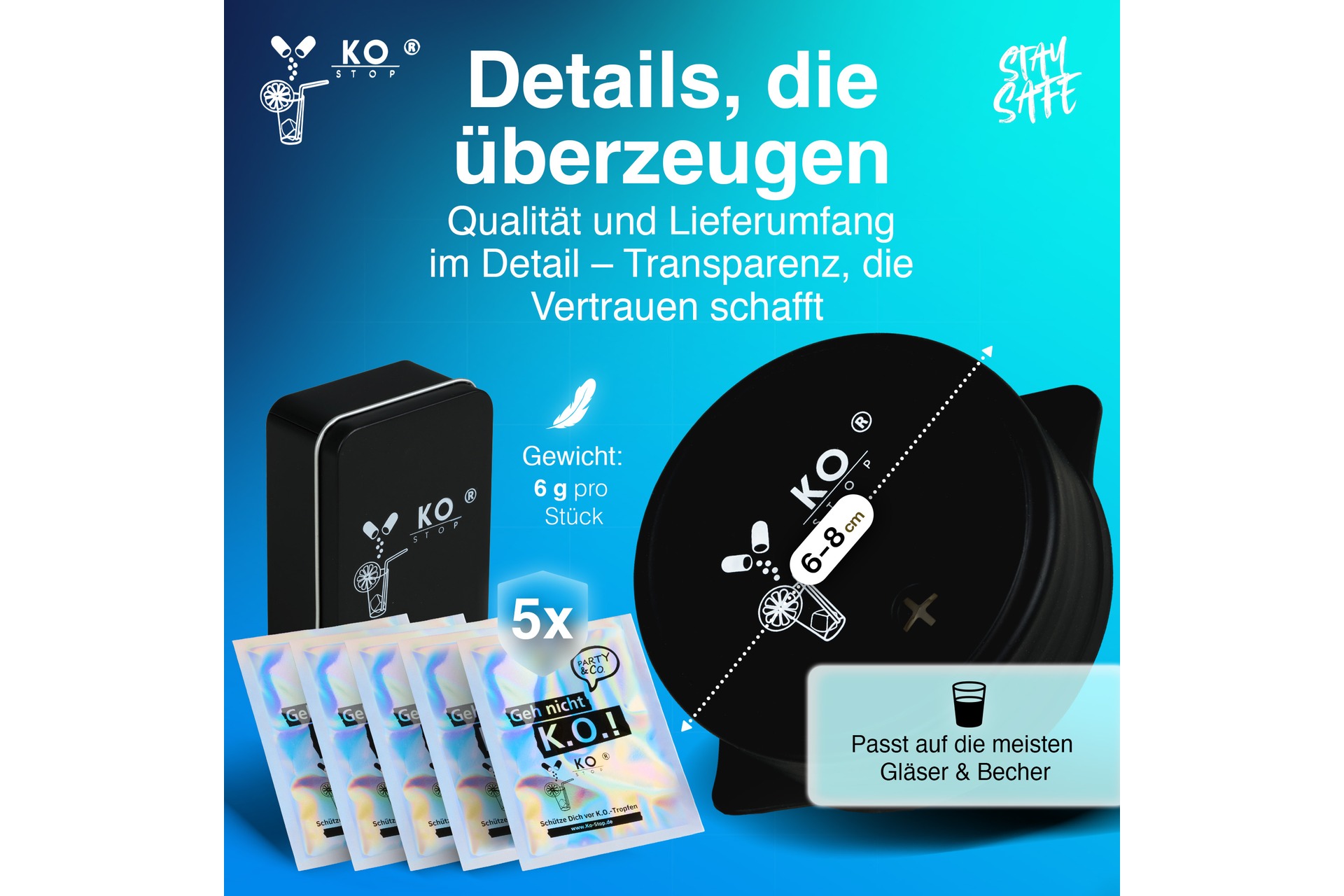 Getränkeschutzabdeckung mehrweg 5er Pack