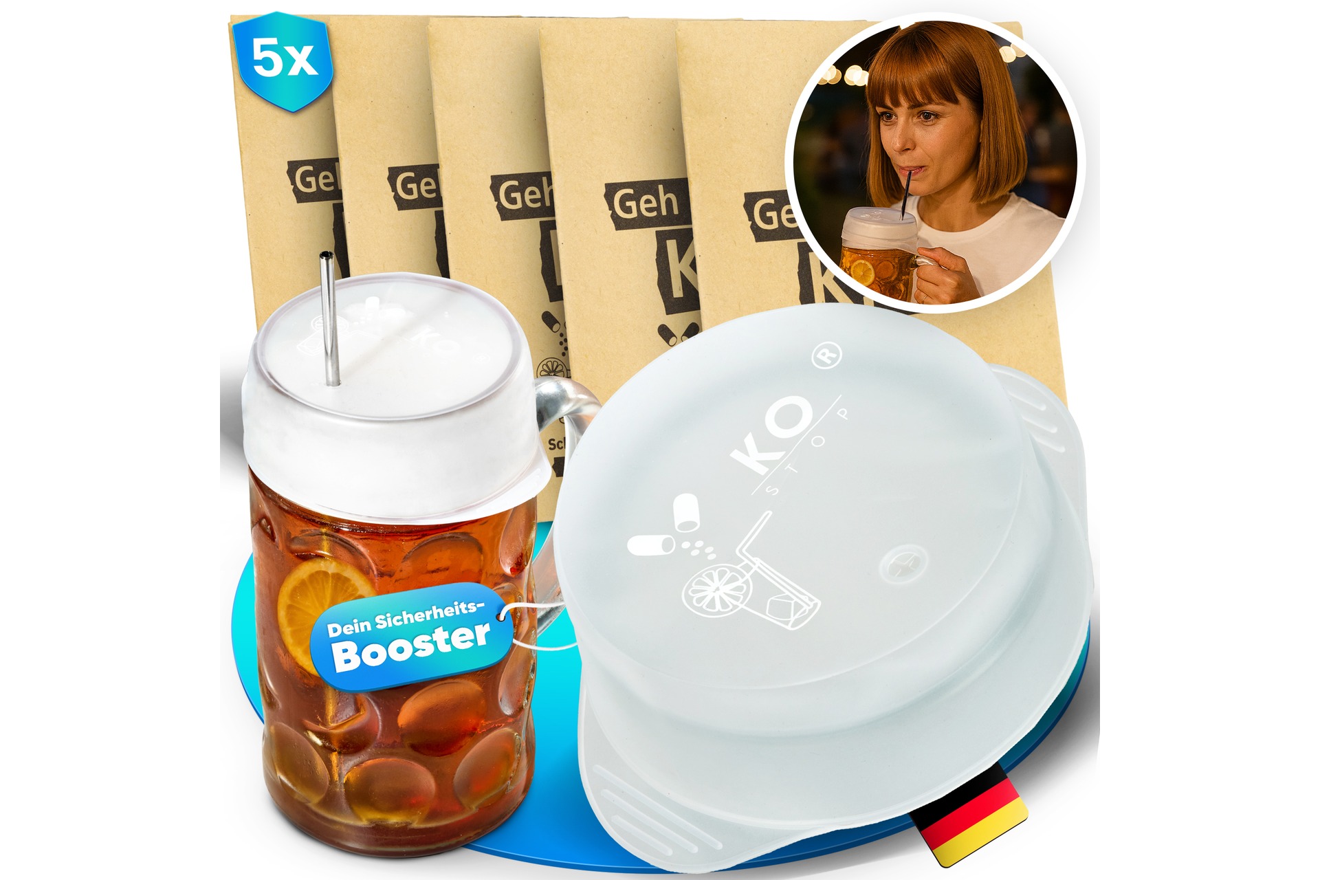 Getränkeschutzabdeckung mehrweg 5er Pack