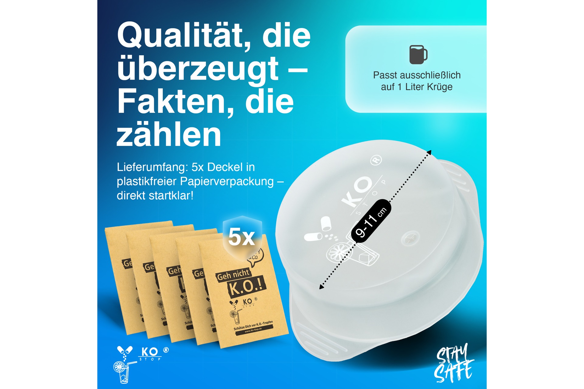 Getränkeschutzabdeckung mehrweg 5er Pack